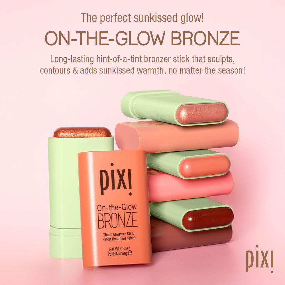 Pixi bronze stick with cap removed showing product texture