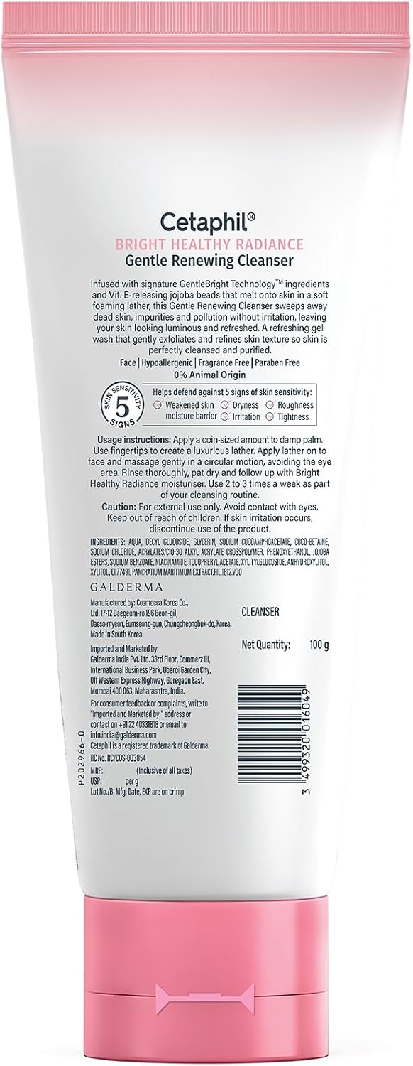 Cetaphil Bright Healthy Radiance Gentle Renewing Cleanser|100G|Gentlebright Technology With Vitamin E-Releasing Jojoba Beads|For All Skin Types|Fragrance Free,1 Count - Image 9