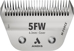 Angled top perspective of the Andis UltraEdge M-Force wide pet clipper blade showing the coarse tooth alignment.