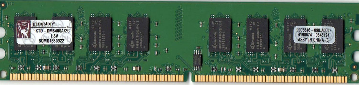 Kingston technology 2gb dimm memory front view desktop ram