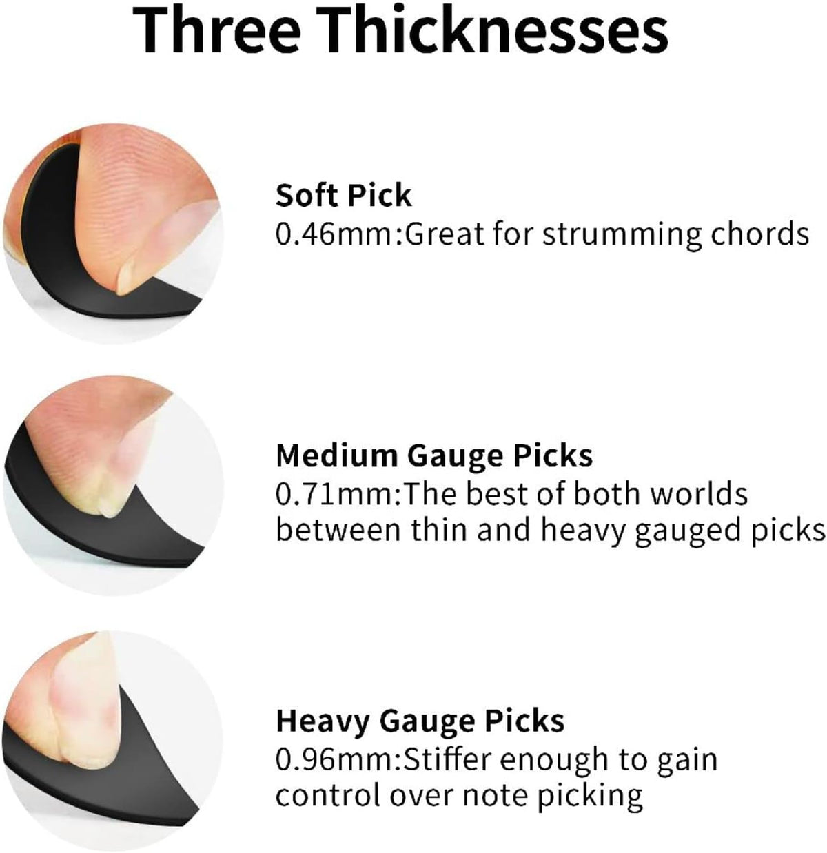 KMITBPN heavy 0.96 millimeter guitar plectrums close up angle