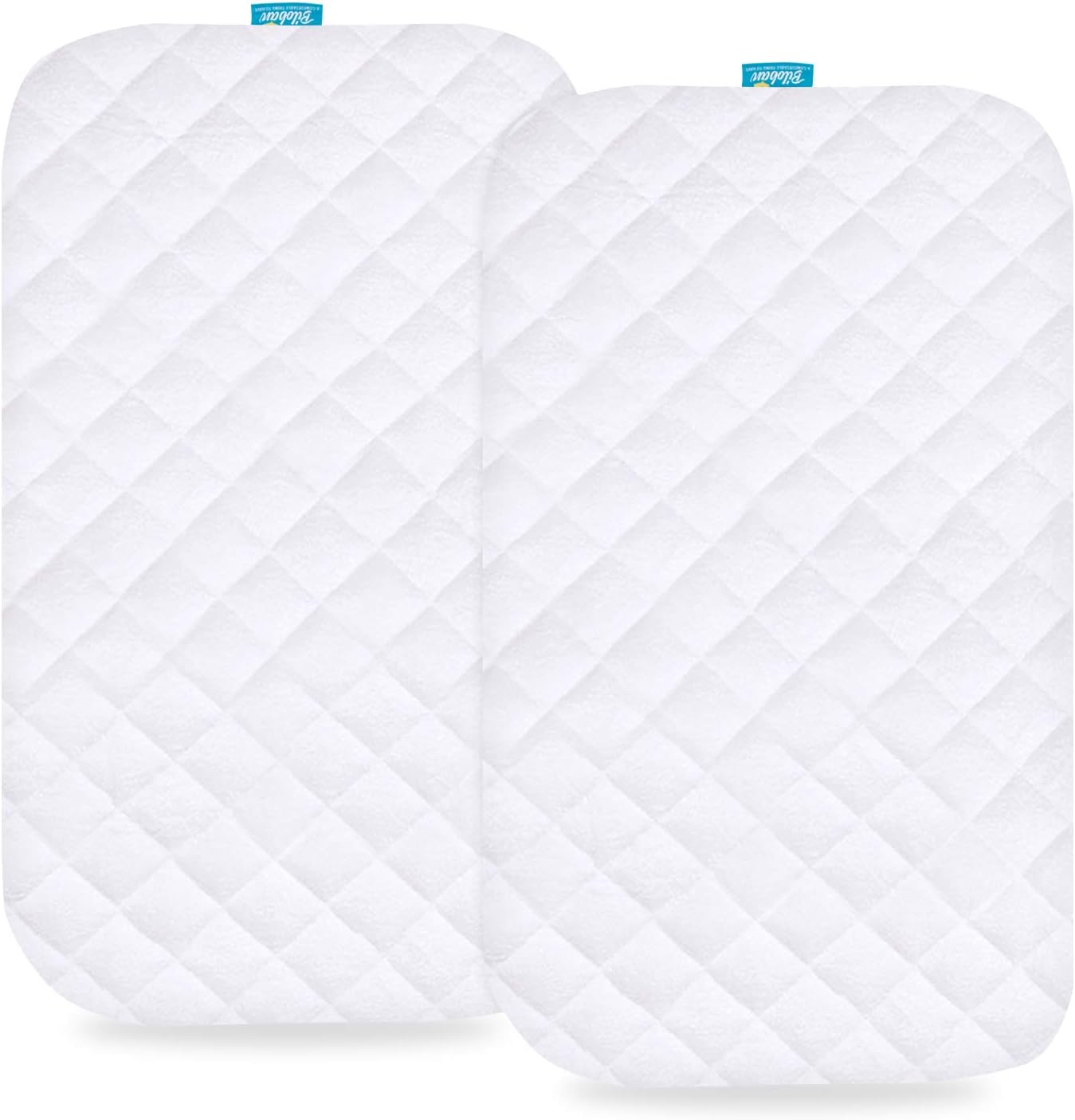 Biloban waterproof bassinet mattress pad cover two pack front view