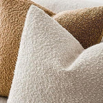 Side angle view of the Foindtower solid beige square throw pillow case showcasing the hidden zipper enclosure