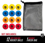 Assorted color two inch indoor knee hockey foam balls close up