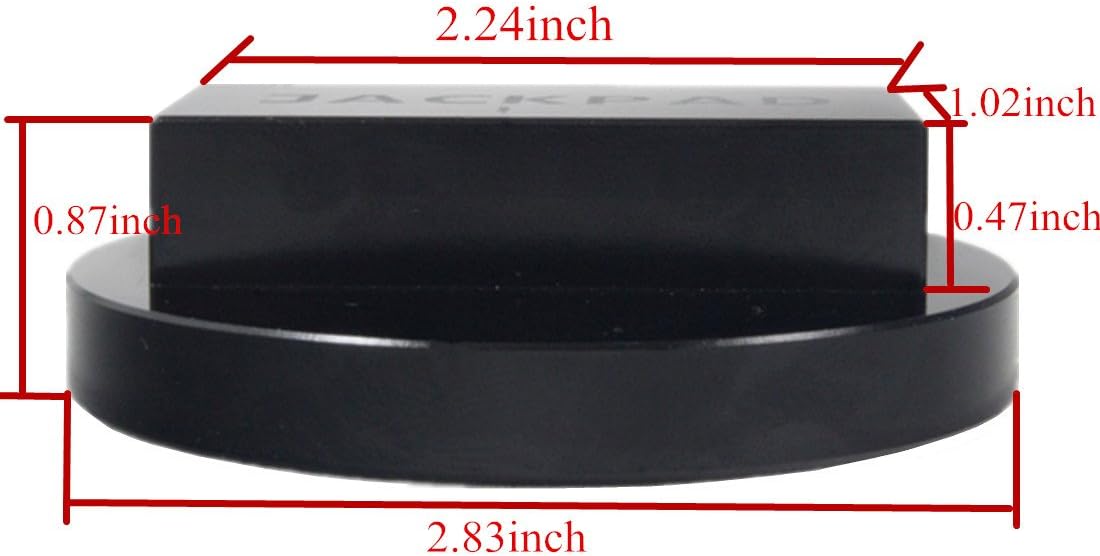ImUfer jack pad adapter angled view highlighting CNC machined texture