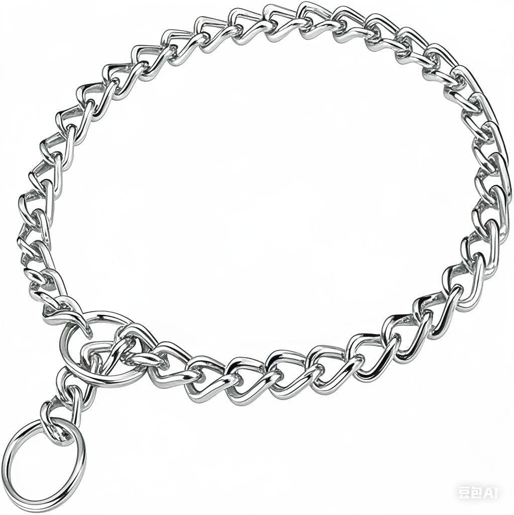 Serijoars dog chain choke collar front view showcasing heavy duty metal links.