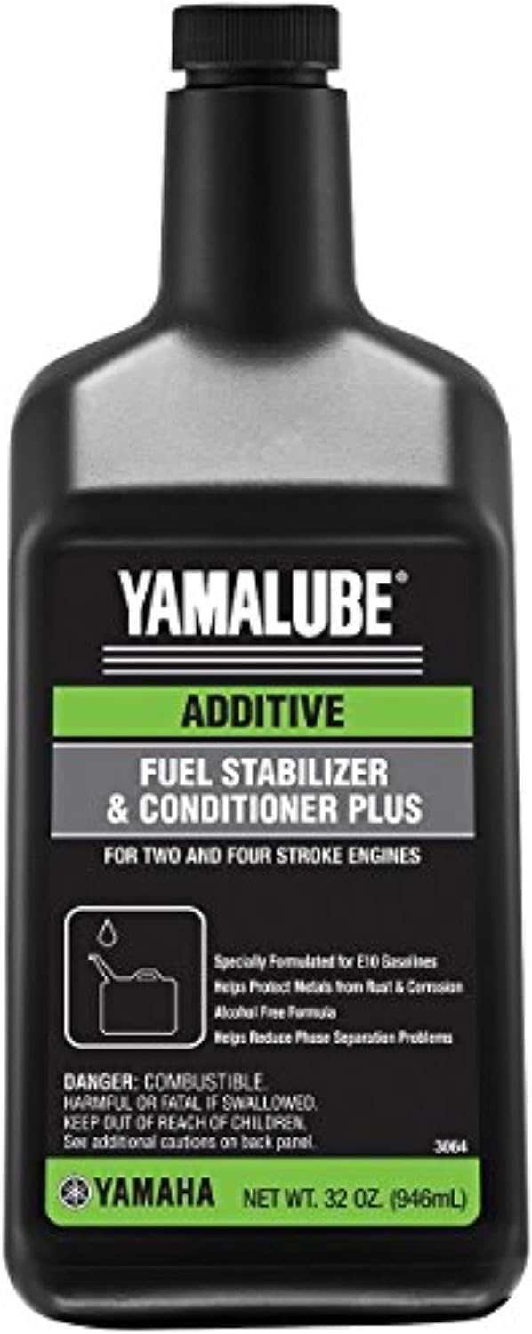 Yamaha Motor Yamalube Fuel Stabilizer And Conditioner 32 Ounce front view bottle for engine protection.