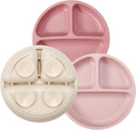 PandaEar 3 Pack Toddler Plates Silicone Divided Suction Plate set