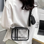 Lushandy clear shoulder bag showing zipper closure detail