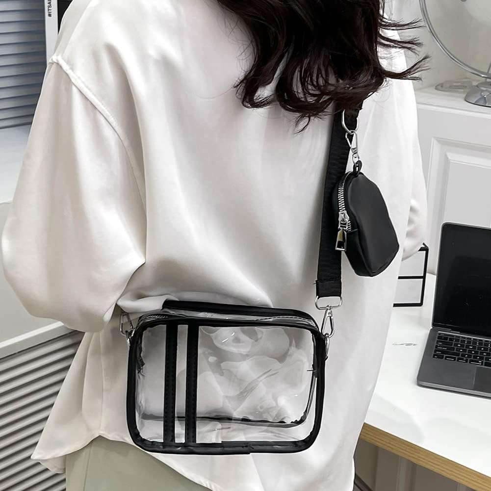 Lushandy clear shoulder bag showing zipper closure detail