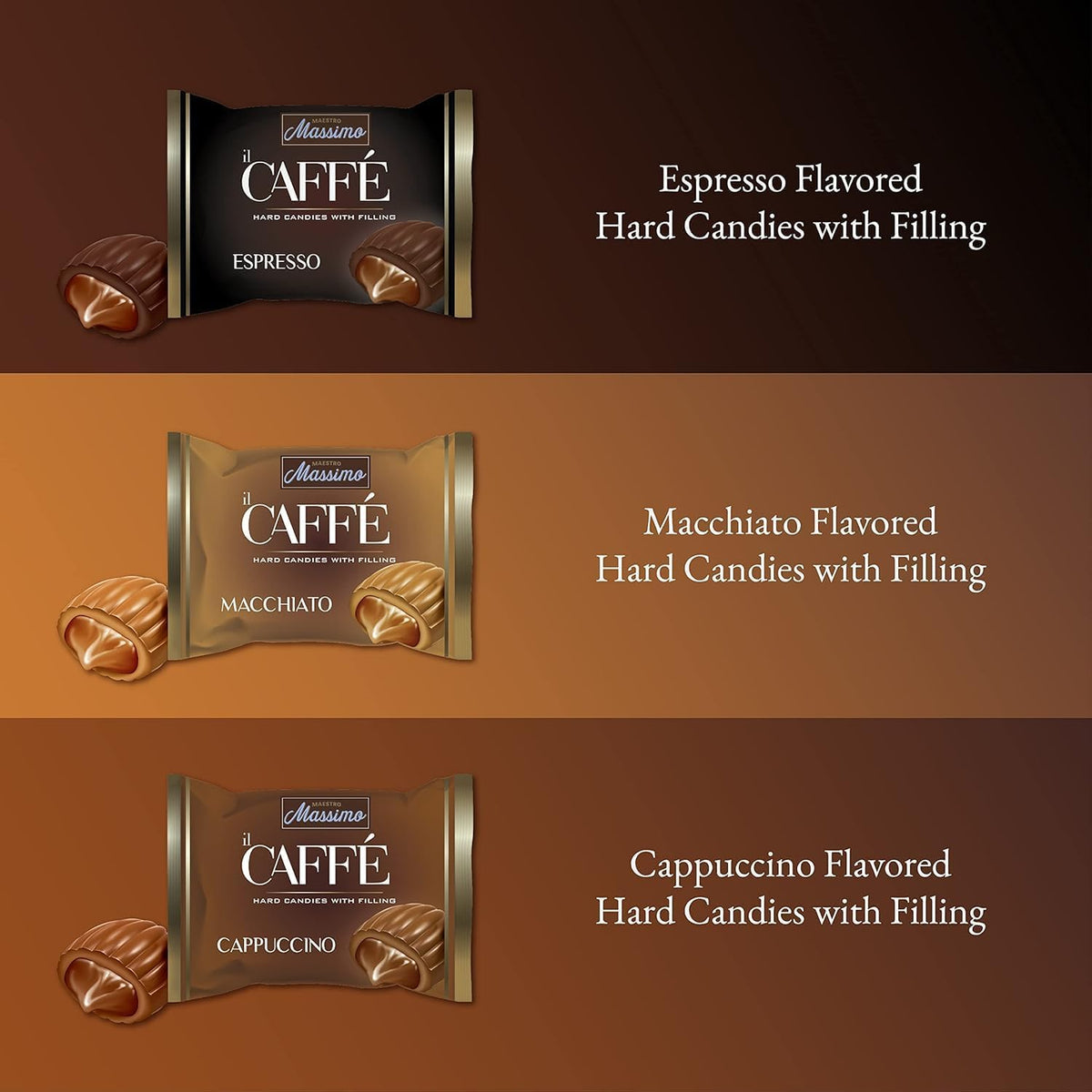 Maestro Massimo Assorted Coffee Hard Candy - 3 Flavors Espresso, Macchiato, Cappuccino | 2.2 lb Bulk Bag, 3mg Caffeine Each, Made with Real Coffee, Individually Wrapped, Pack of 1 - Image 9
