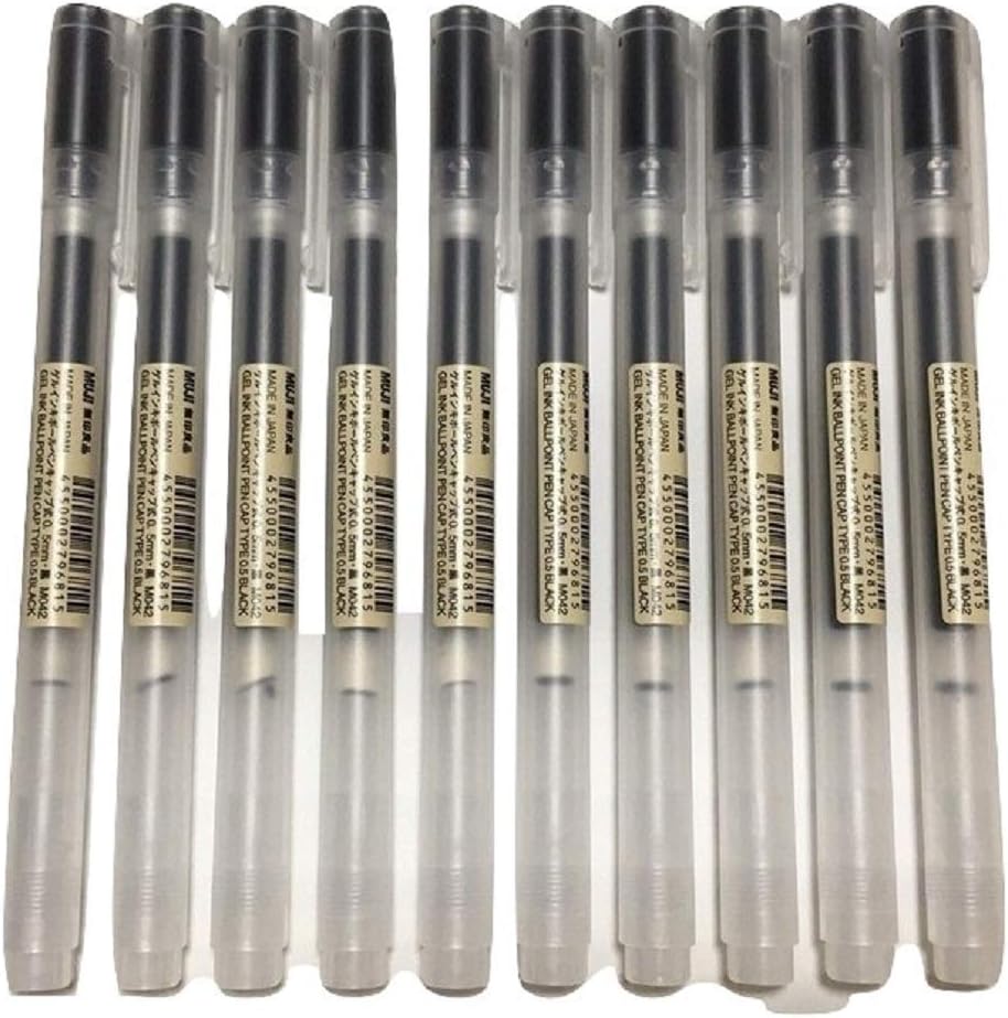 MUJI Gel Ink Ball Point Pen 0.5mm Black color 10pcs - Image 1