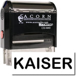MaxStamp office stamp front view showing black casing and Kaiser imprint