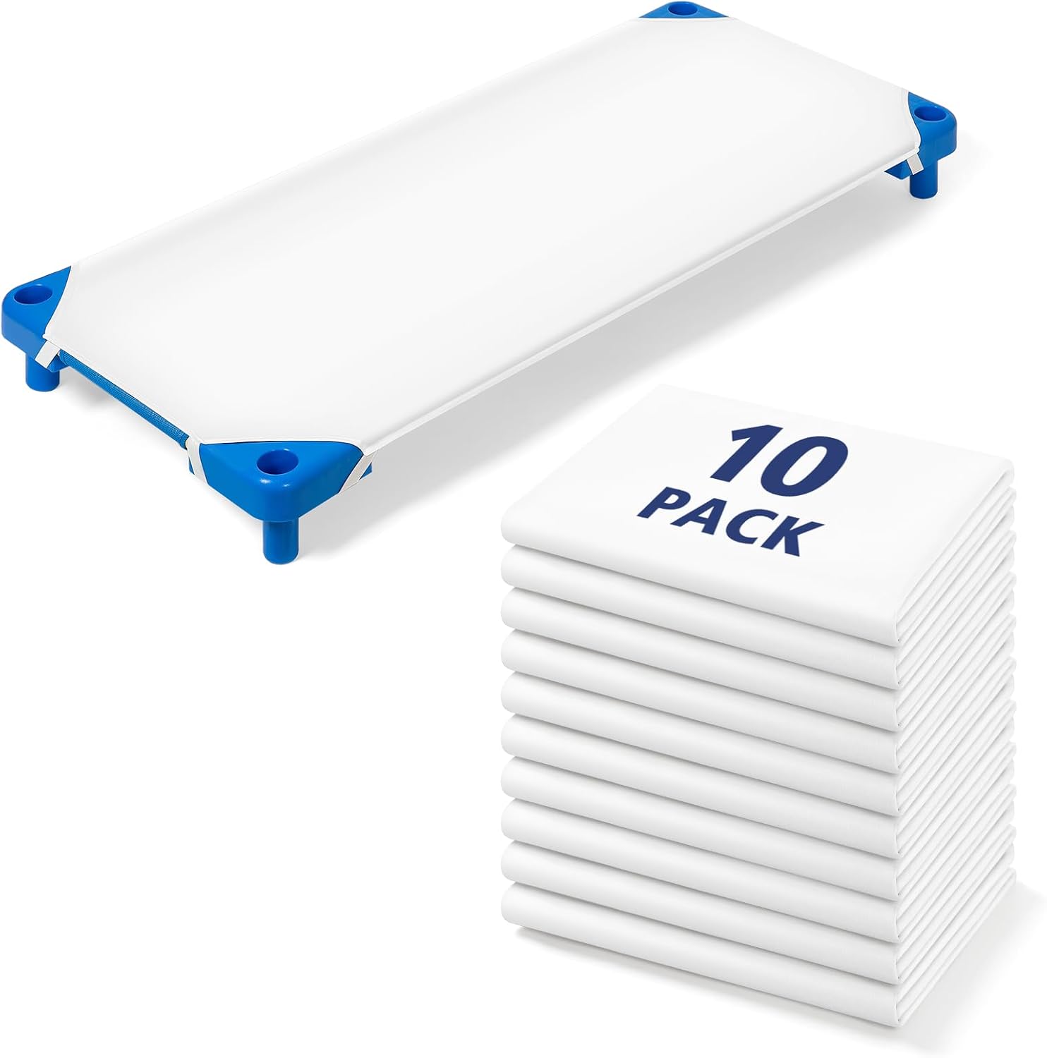 Comfyanno daycare cot sheets front view in white