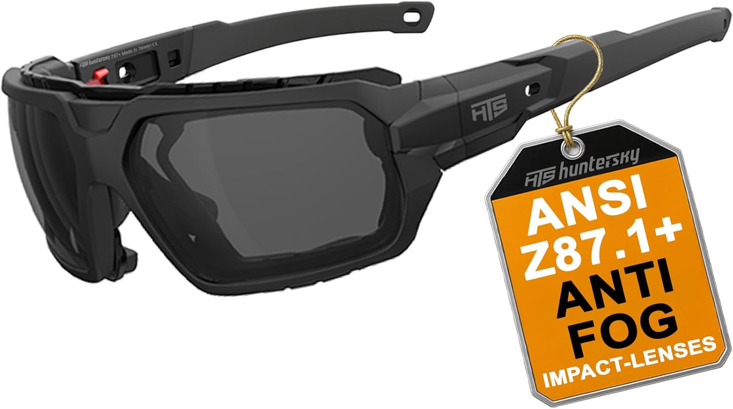 Hts Huntersky Q37 motorcycle riding goggles front view in matte black