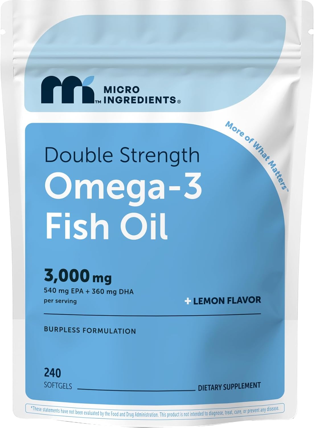 Micro Ingredients omega 3 fish oil 3000mg complete pouch display