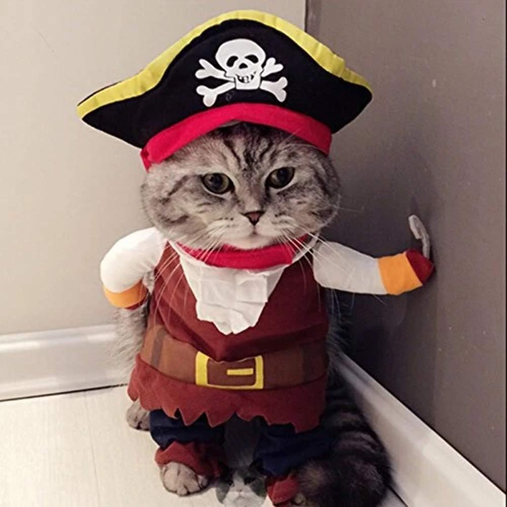 Idepet pirate dog cat costume front view party apparel