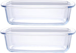 ATRDTO transparent glass loaf pan showing ergonomic handles