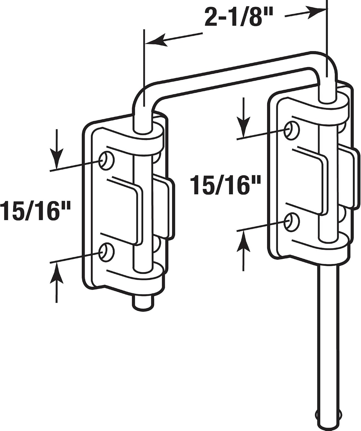 Close-up of nickel plated steel bar engaging into keeper bracket
