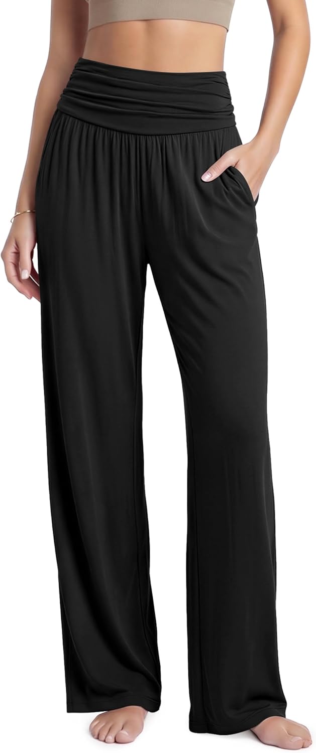 ODODOS Women's Wide Leg Palazzo Lounge Pants with Pockets Light Weight Loose Comfy Casual Pajama Pants-26/28/30"/32" Inseam - Image 9