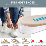 Soft silicone heel cups with breathable fabric for leg length discrepancy correction.