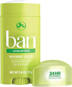 Ban invisible solid antiperspirant deodorant front view stick packaging