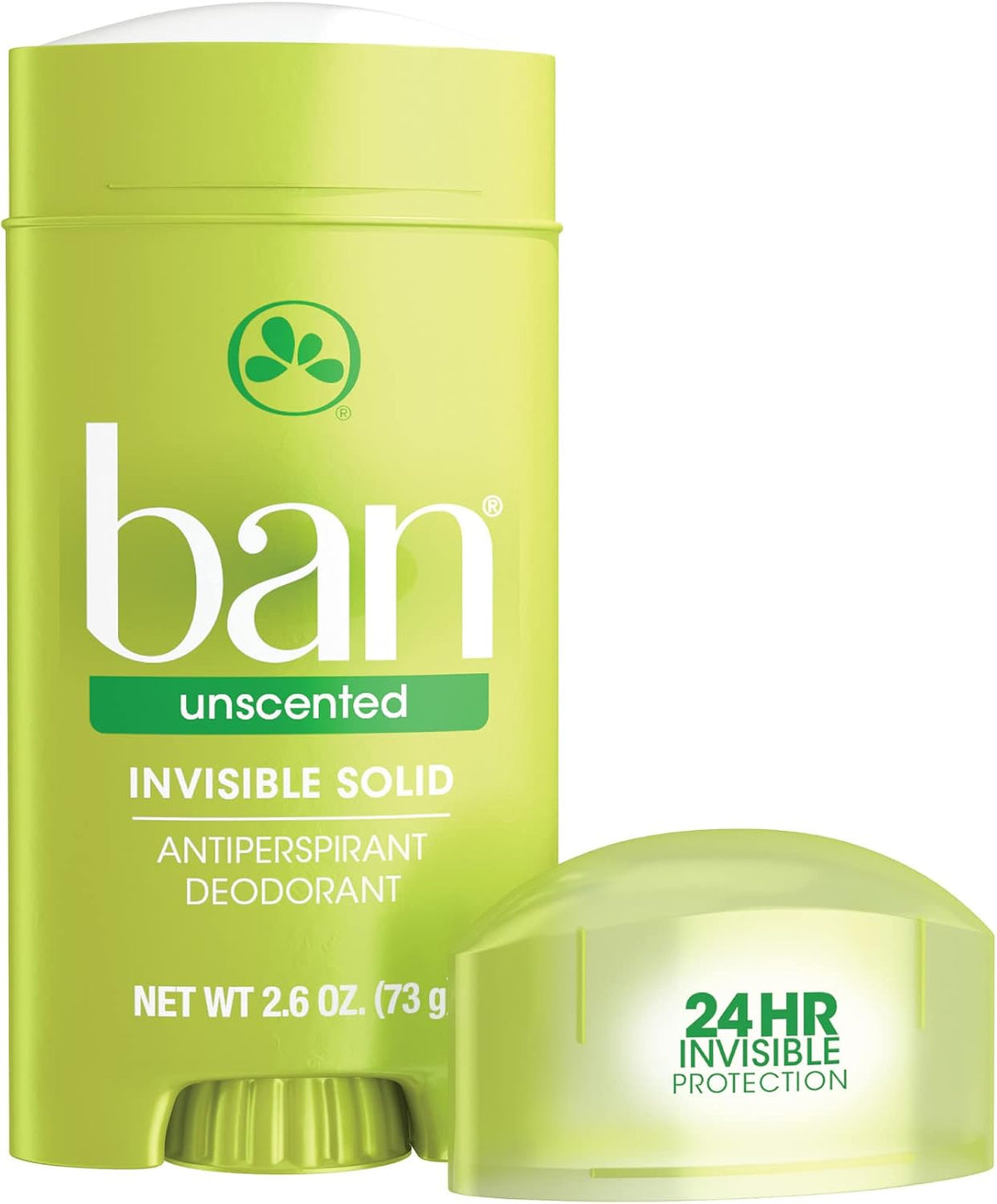 Ban invisible solid antiperspirant deodorant front view stick packaging