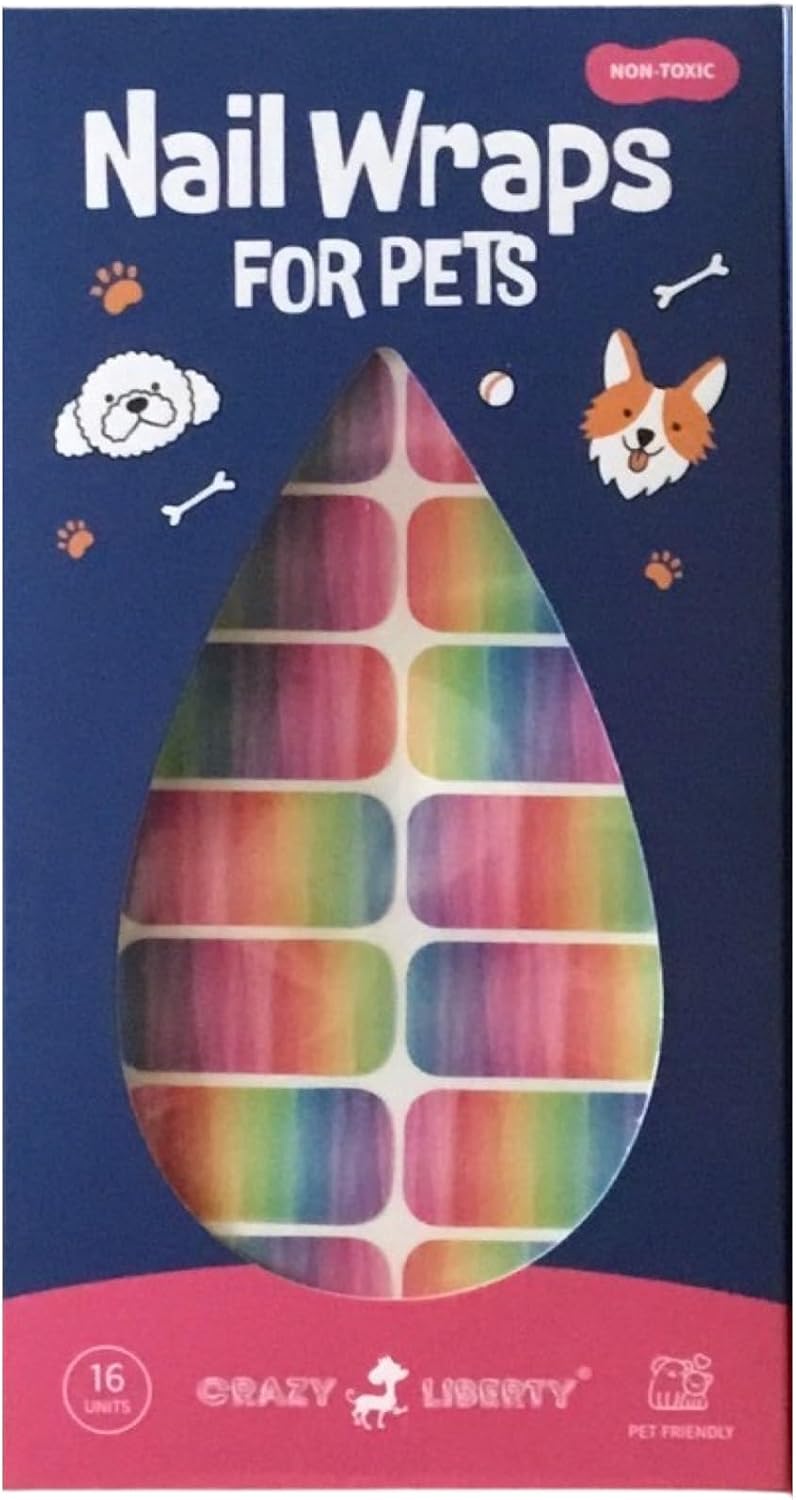 Crazy Liberty non-toxic dog nail stickers rainbow design application kit
