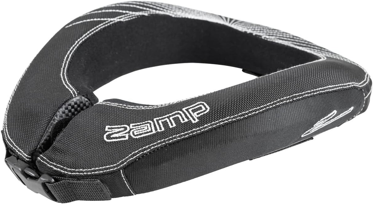 Bryke Racing Zamp NC-20 black motorsport helmet support neck collar front view.