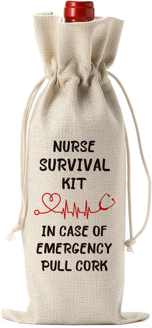 FBCCZEY nurse wine bag front view with stethoscope graphic
