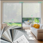 HeyBlinds motorized roller shades fabric samples front view light filtering swatch