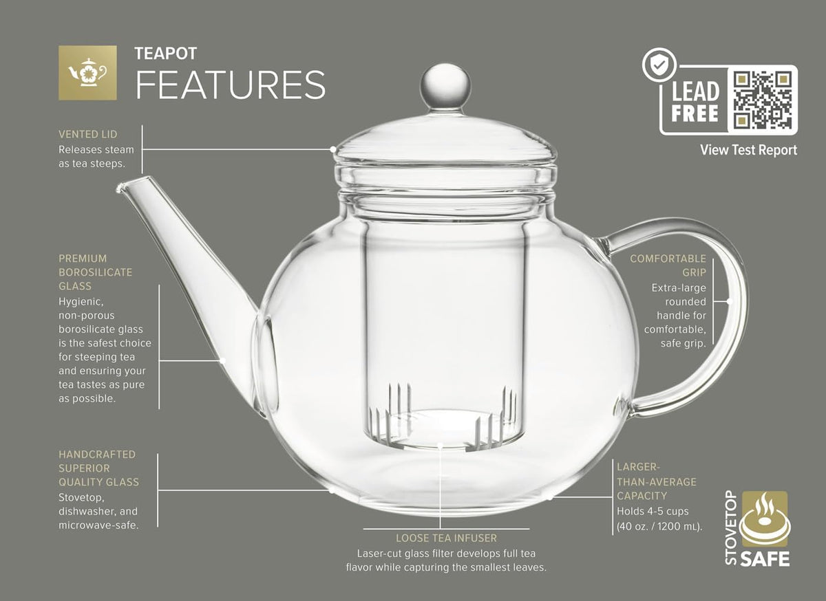 Teabloom tea set with candlelit tea warmer and glass infuser