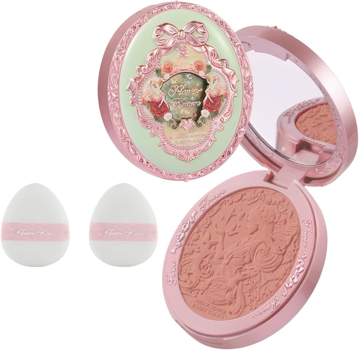 Flower Knows Midsummer Fairytales Embossed Blush Valley Lily front view showing the vintage rococo case design.