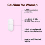 Nutraharmony 9-in-1 calcium tablets bottle back label