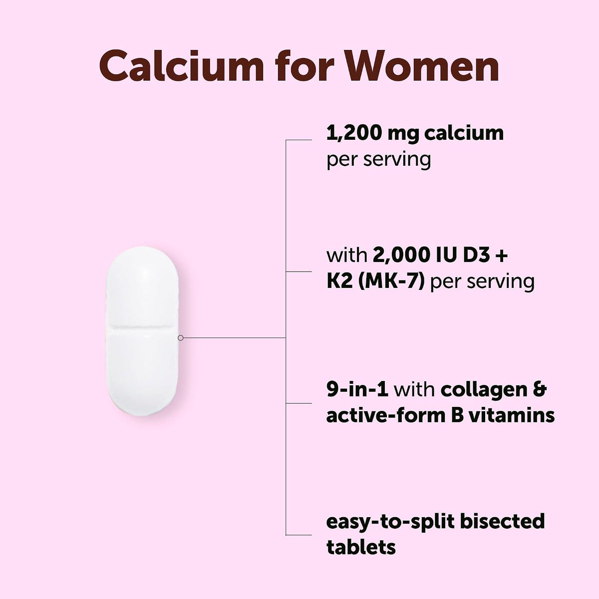 Nutraharmony 9-in-1 calcium tablets bottle back label