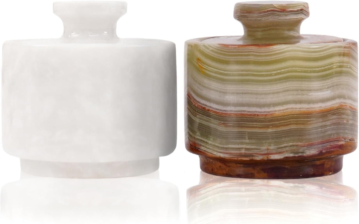 Marblous Krafts two tone marble salt and pepper cellar set