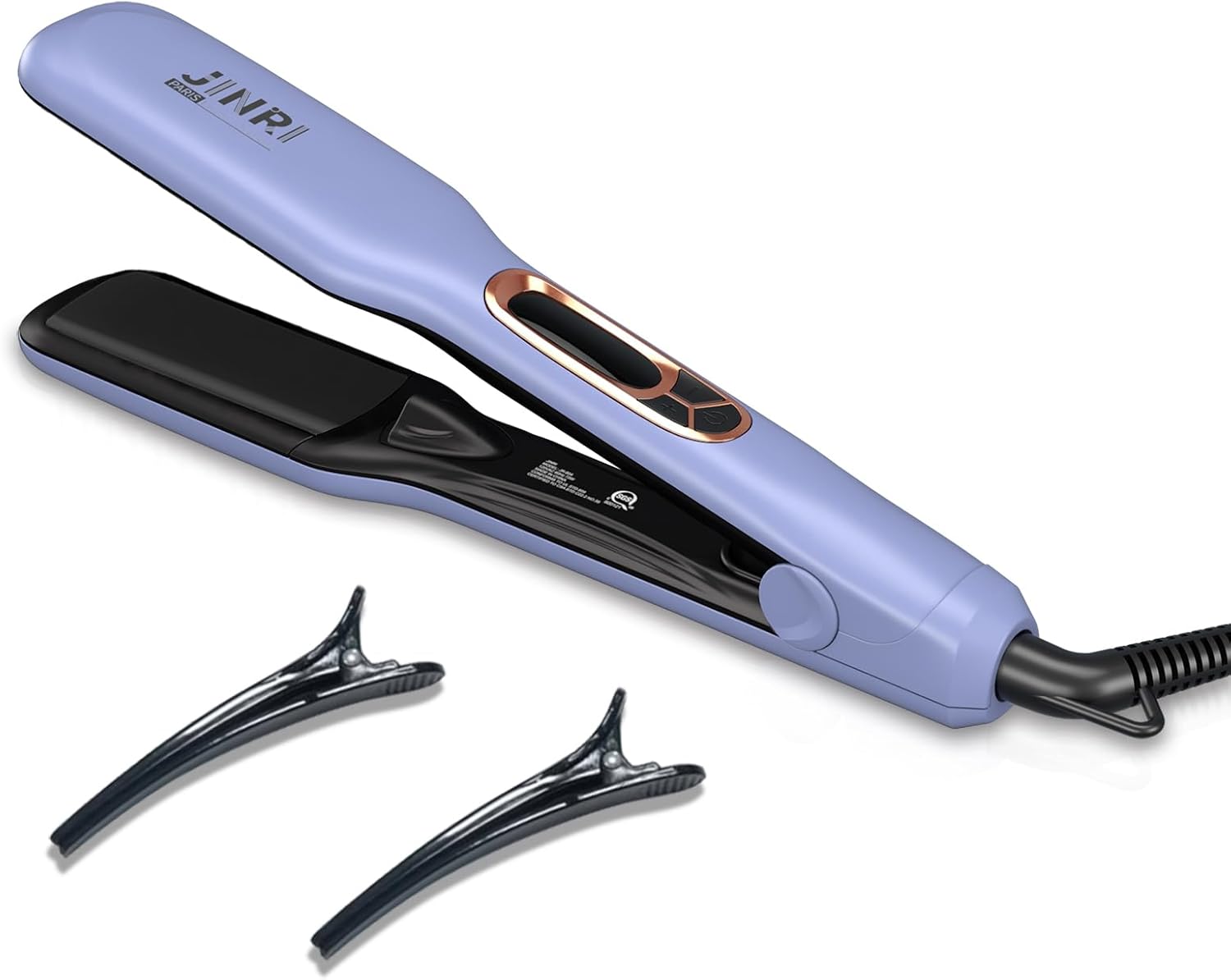 JINRI Hair Iron, Hair Brush, Pumped-Up Volume, Adjustable Temp, 360 ° Tail Rotation, Lasting Volume, for Short Or Thin Hair, Dual Voltage (100-240V), Volumizing Hair Iron, Purple, 1.28 inch - Image 1