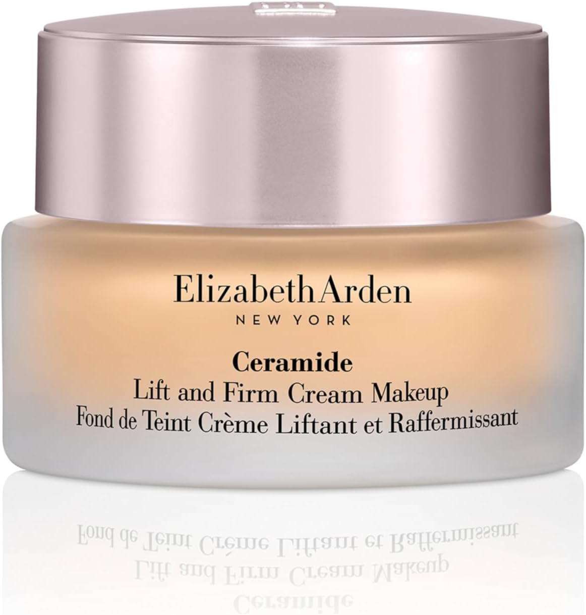 Elizabeth Arden Ceramide Lift and Firm Cream Makeup front view anti aging foundation jar