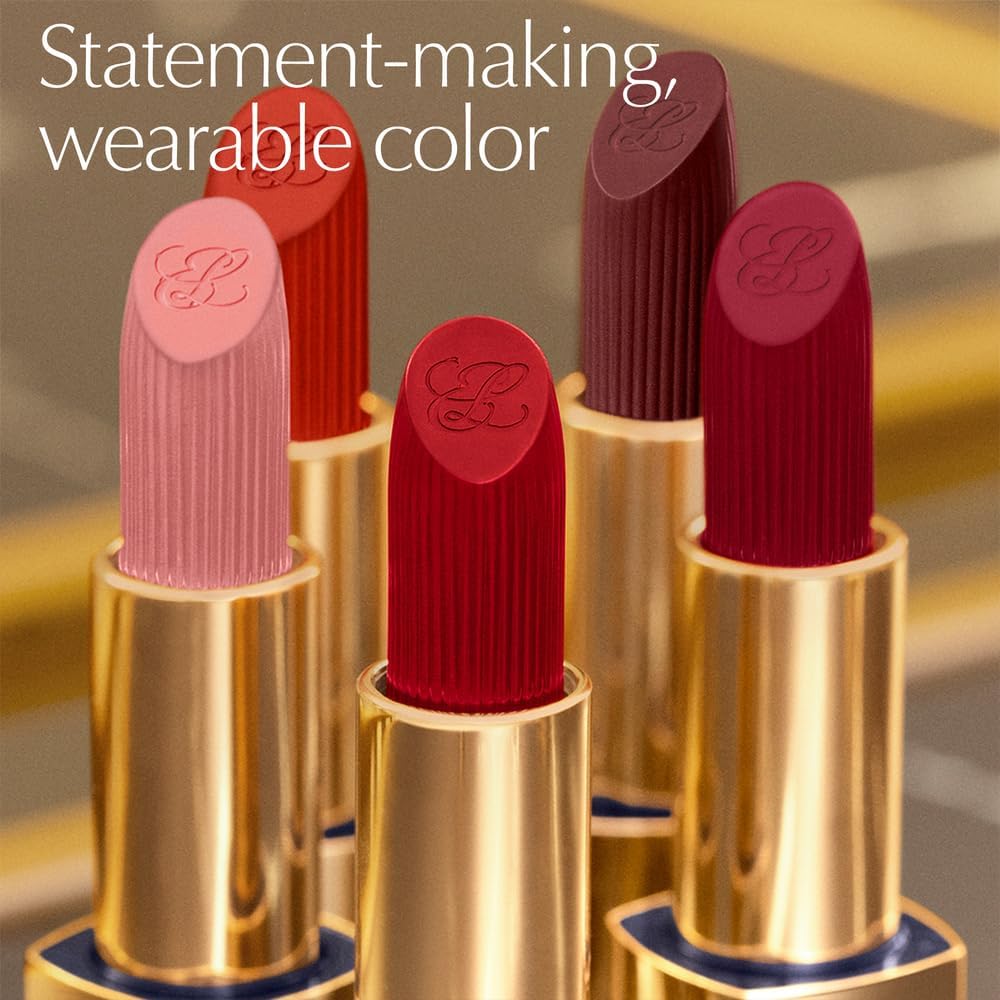 Estée Lauder luxury refillable lipstick open case display with golden components