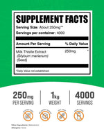 BulkSupplements Milk Thistle Powder nutritional facts and ingredient label