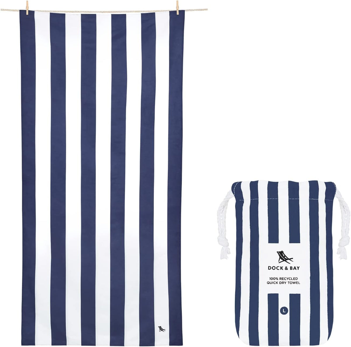 Dock & Bay Beach Towel - Quick Dry, Sand Free - Compact, Lightweight - 100% Recycled - Includes Bag - Cabana - Kamari Charcoal - Large (160x90cm, 63x35) - Image 10