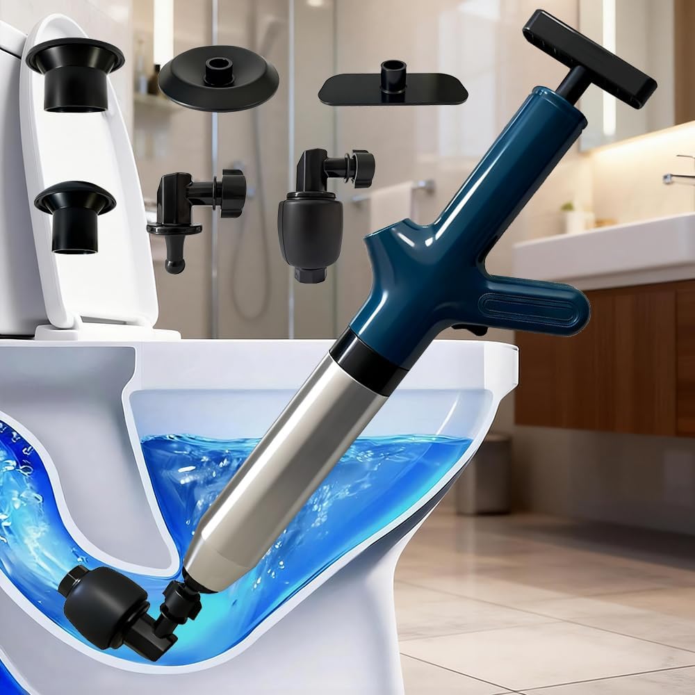Generic high pressure toilet plunger blue with four nozzles