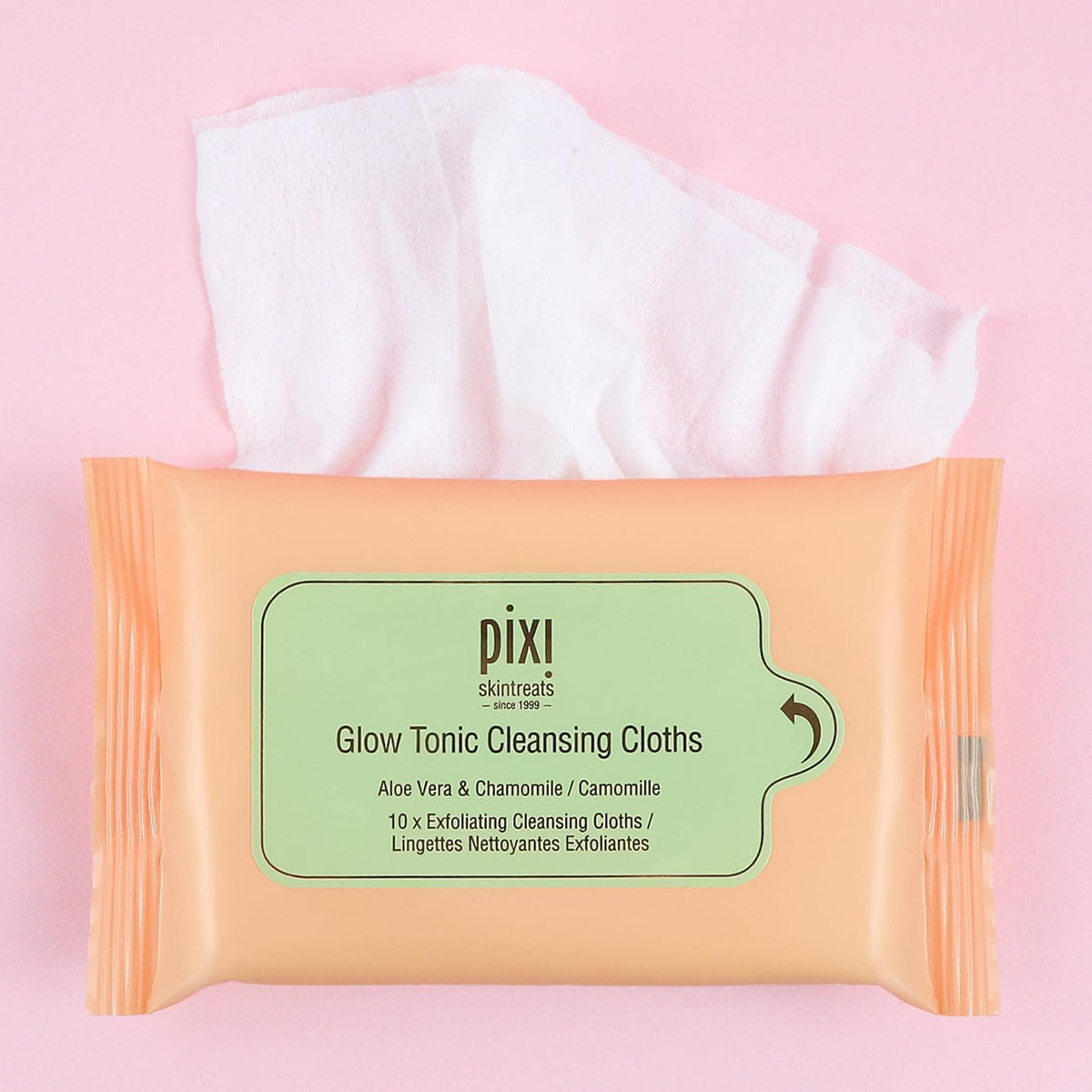 Authentic USA imported Pixi Glow Tonic face towelettes on display