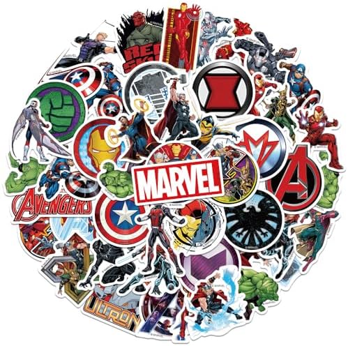 Assorted Marvel superhero vinyl sticker pack for laptop and gear