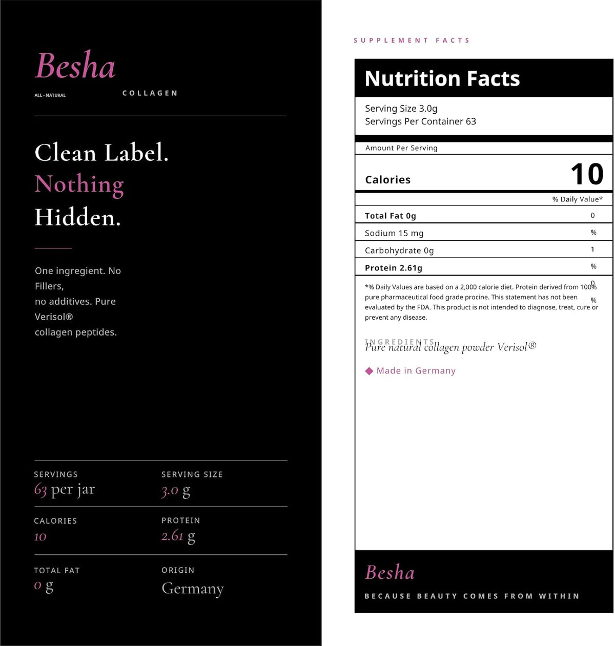 BESHA INC Verisol Collagen Bioactive Peptides (Natural Collagen Powder) Made in Germany - Image 9