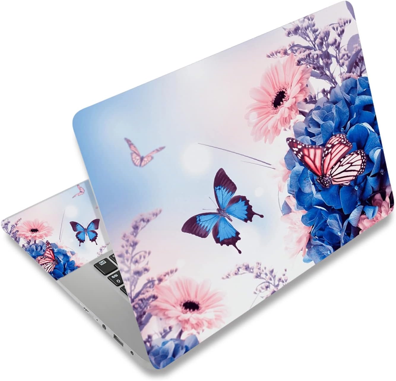 AIMSA laptop skin sticker front view with butterfly flower design
