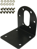 Installed DC worm gear motor with black L-shape mounting bracket