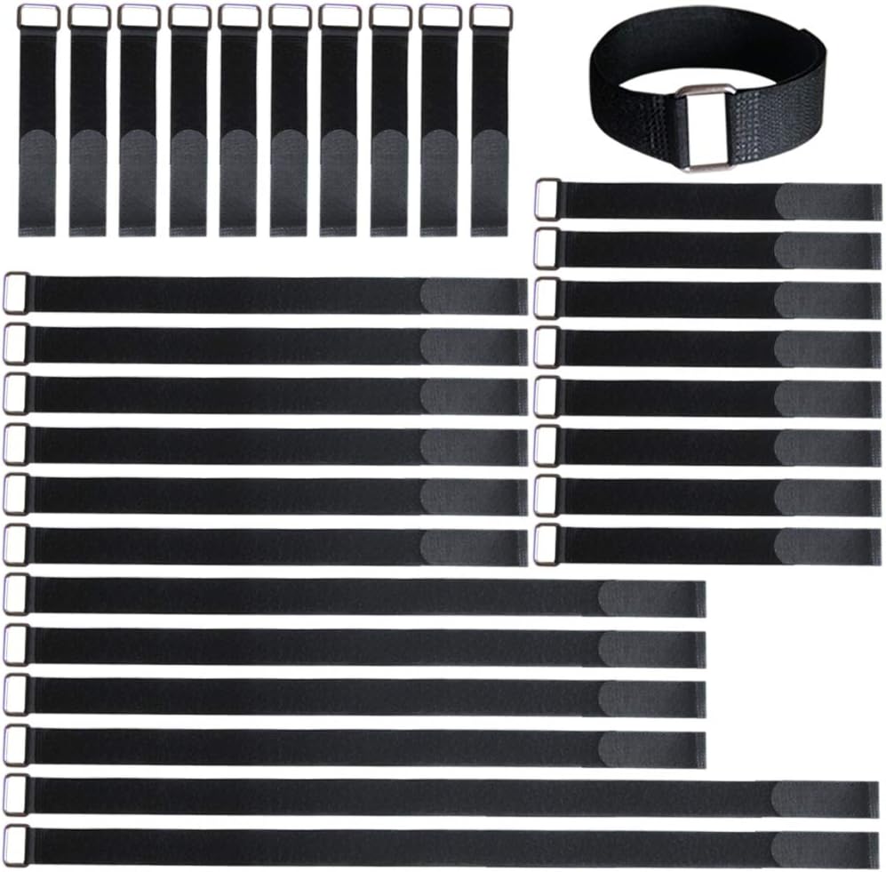 VIGAER hook and loop fastening cable strap front view showing the thirty piece multi size assortment pack