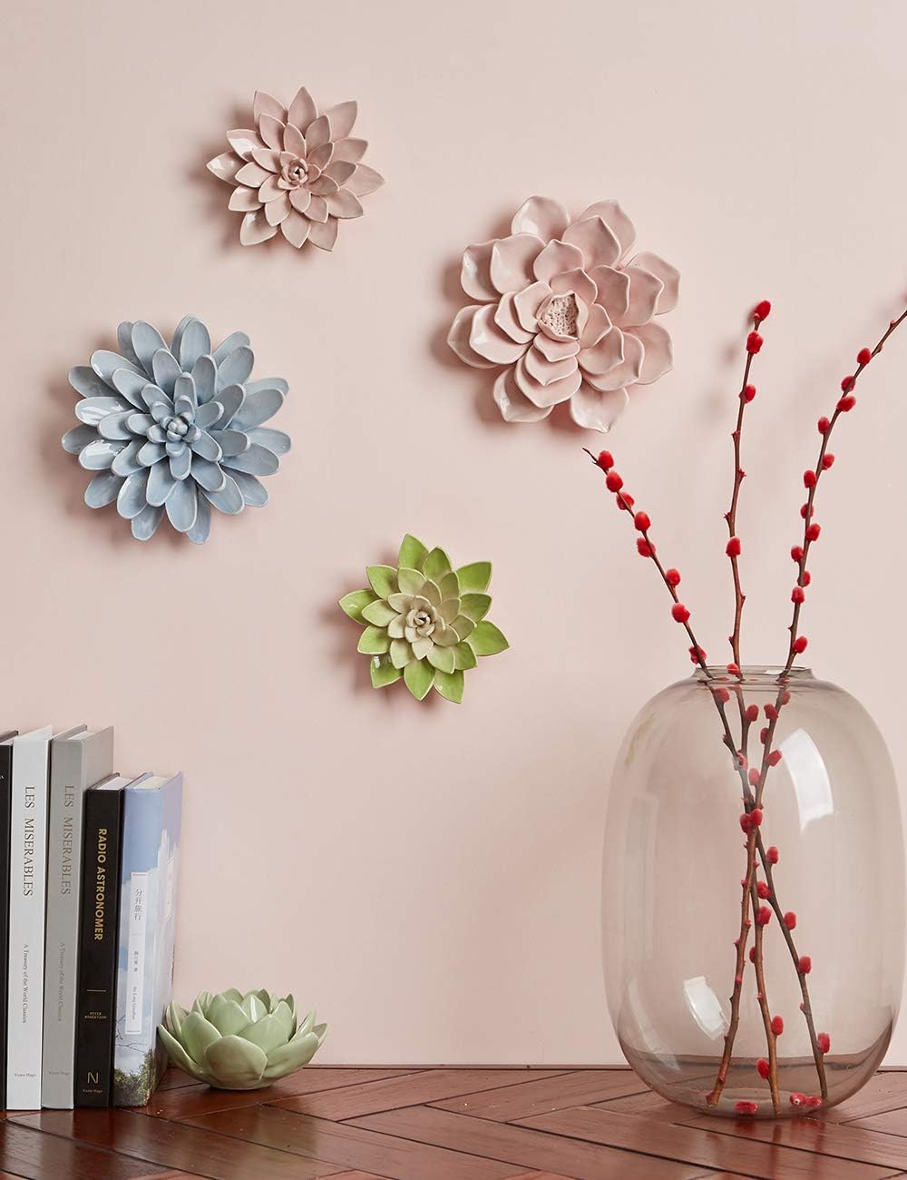 SEINHIJO handmade floral art piece displayed in a modern bedroom