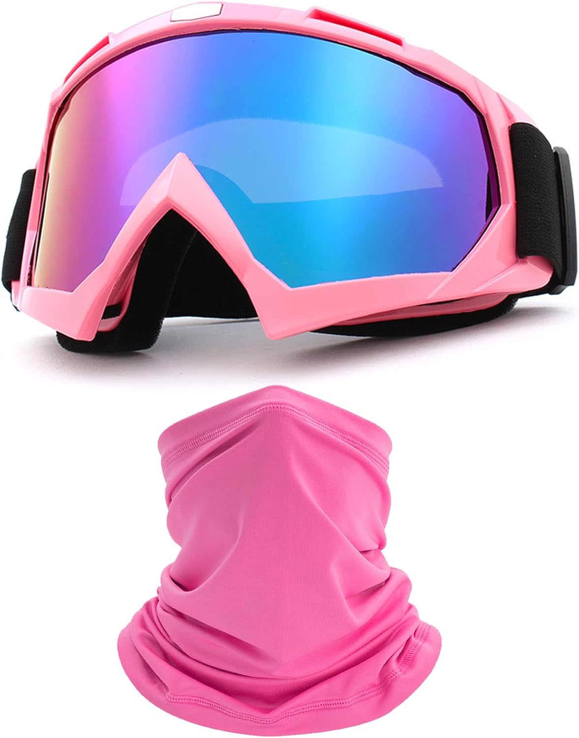 Immoono motorcycle goggles front view with pink frame